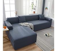 Funda de sofá elástica universal para sofá esquinero de 2 plazas + 2 plazas, color gris ahumado, protector de cuero para las cuatro estaciones, protección de muebles de sala de estar