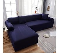 Funda de sofá elástica universal para sofá esquinero, funda protectora de cuero para sofá de 3 plazas + 4 plazas, color azul marino para todas las estaciones y elegante funda para muebles
