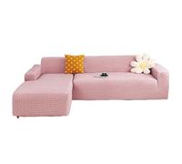 Funda de sofá en forma de L antigato, elástica, elástica, protector de sofá rosa para sofá de 4 asientos y 2 asientos, funda duradera para decoración del hogar