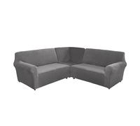 Funda de sofá en Forma de L de Terciopelo, Funda Sofa 5 Plazas Elastica, para sofá esquinero de 5 plazas, Funda Antideslizante en Forma de L (Gris,5 Plazas)