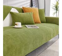 Funda de sofá en forma de L para 1/2/3/4 plazas, antideslizante, protector de muebles, funda elástica para sofá, color verde, 110 x 210 cm, perfecta para decoración del hogar y fácil cuidado