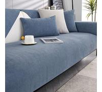 Funda de sofá en forma de L para 1/2/3/4 plazas, funda protectora antideslizante, color azul y gris, 110 x 240 cm, ideal para decoración del hogar, protección de muebles, fácil de limpiar