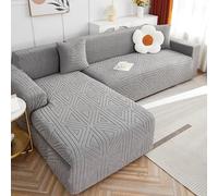 Funda de sofá en forma de L, tela suave y cómoda, protector de sofá para sofá de cuero, a prueba de polvo, funda de diván gris oscuro de 1 plaza (90 140 cm)