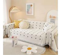 Funda de sofá extra grande antideslizante para sofá de 1 a 4 plazas, reversible y lavable, con flecos, color gris, a cuadros, se adapta a sofás de 180 a 380 cm, protector perfecto para muebles