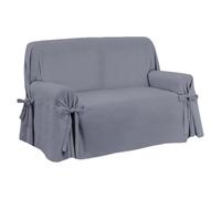 Funda de sofá FIOCO con lazos, tejido pesado para tapicería, ajuste universal y cobertura total del sofá, producción artesanal italiana (Panamá gris frío, 4 plazas)