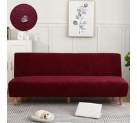 Funda de sofá, Funda elástica for sofá Cama sin Brazos, Resistente al Agua y con Textura de Hojas, de Licra, Antideslizante, Disponible en Tallas S, M y L.(Burgundy,Medium)