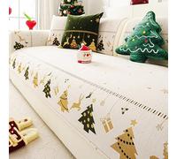 Funda de sofá, Fundas de sofá de árbol de Navidad para 2 3 4 Cojines, Protector de Muebles de sofá Suave Lavable Antideslizante de Navidad, Funda seccional en Forma de L par White 90×210cm(35.5×83in)