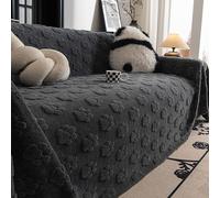 Funda de sofá grande y cálida, acolchada de algodón de felpa con fundas para sofás con estampado de pata de perro, protector de muebles antiarañazos para gatos que a dark grey 180*180cm/70.87*70.87in