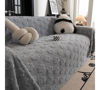 Funda de sofá grande y cálida, acolchada de algodón de felpa con fundas para sofás con estampado de pata de perro, protector de muebles antiarañazos para gatos que admit grey 180*320cm/70.87*125.98in