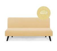 Funda de sofá impermeable amarilla de 2 a 3 plazas, sin reposabrazos, parte inferior elástica, plegable, ajuste universal, protector de sofá elástico, 190 x 210 cm, color sólido