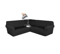 Funda de sofá Impermeable for esquinero, Funda 3 Piezas for, for en Forma L, for Antideslizante for Sala Estar, Negro, 7 plazas(Negro,5 Sitzer)