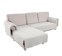 Funda de sofá larga impermeable ajustable en forma de L para sofás de 3 y 2 plazas, color beige, perfecta para proteger muebles del hogar