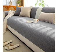 Funda de sofá Lavable de algodón y Lino, Cubre sofa Antideslizante, Protector Sofa Gatos Arañazo y Perros Mascotas para sofás seccionales, Fundas para sofás en Forma de L (Dark grey2,90*180cm)
