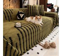 Funda de sofá Leitmall Suave y Antideslizante de Felpa, Fundas de sofá Gruesas, cómodas y a Rayas, Lavables, Grandes y mullidas para Mascotas, para 1 a 4 Cojines de sofá, amigable (Verde, 71 * 118 PU