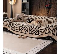 Funda de sofá Leitmall Suave y Antideslizante de Felpa, Fundas de sofá Gruesas, cómodas y a Rayas, Lavables, Grandes y mullidas para Mascotas, para 1 a 4 Cojines de sofá, amigable (Beige, 71 * 102 PU