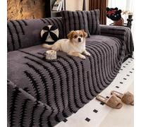 Funda de sofá Leitmall Suave y Antideslizante de Felpa, Fundas de sofá Gruesas, cómodas y a Rayas, Lavables, Grandes y mullidas para Mascotas, para 1 a 4 Cojines de sofá, amigables (Gris, 71 * 51 pul