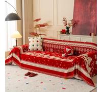 Funda de sofá navideña para Perros, Funda Reversible para sofás para Mascotas, Funda de cojín de Chenilla Lavable, Manta Suave para sofá con Flecos 180 * 180cm