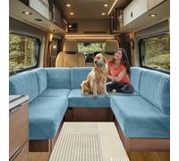 Funda de Sofá para Caravana, Fundas Cojin Autocaravana antideslizantes, Fundas Elásticas para Asientos de RV Fundas de Cojín Mesa de Comedor para Sofá Jacquard (Light blue,W 230-280cm, D 45-65cm)