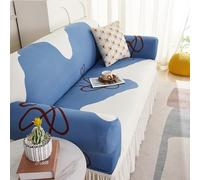 Funda de sofá, protección de muebles, fijación de correa elástica, diseño universal de falda de tela para las cuatro estaciones, lavable a máquina sin deformación, color azul JaneEyre, para una