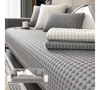 Funda de sofá refrescante de seda helada, funda antiarañazos para sofá biplaza, sofá de 3 plazas, sectal y chaise longue, protector gris Slish (70 x 210 cm) y transpirable