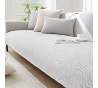 Funda de sofá refrescante de verano, tela de seda de hielo, antideslizante, transpirable, se adapta a 1 a 4 asientos, 3 asientos, color gris claro, 90 x 240 cm, ideal para decoración del hogar