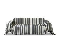 Funda de sofá reversible grande de 180 x 380 cm, manta multifuncional con borlas decorativas, se adapta a sofás de 2 a 3 plazas, versátil protector de muebles negro