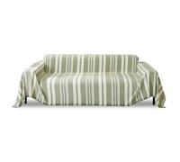 Funda de sofá reversible grande multifuncional para sofá de 2 a 3 plazas, protector de muebles con borlas decorativas, 180 x 380 cm, elegante funda de sofá verde