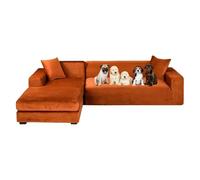 Funda de sofá seccional en Forma de L elástica de Terciopelo Lavable Protector elástico for Sala de Estar decoración del hogar(Coffee,45 * 45cm Pillowcase Two Packs)