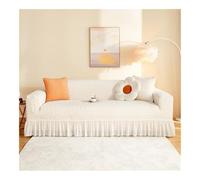 Funda de sofá Seersucker con parte inferior elástica y falda de volantes, fundas lavables de alta elasticidad para sofás biplaza y sofás seccionales