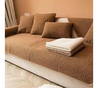 Funda de sofá Sherpa de piel sintética, funda seccional antideslizante para sofás de cuero y en forma de L, asientos biplaza y reclinables, 1 pieza color camel de 43 x 82 pulgadas