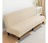 Funda de sofá sin brazos de 2 a 4 plazas, universal, elástica, impermeable, plegable, lavable, extraíble y extraíble, para sofás, Protector de Sofa Cama sin Reposabrazos Plegable,Colore beige,L