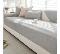 Funda de sofá Suave, Fundas para Sofa 1 2 3 4 Plazas Protector de Cubre, Funda Protectora de Sofás para Forma L, Fundas Antideslizantes Vintage,Gris,36 * 82in/90 * 210cm