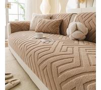 Funda de sofá Suave y cálida, Antideslizante y amigable para Mascotas, con patrón geométrico, Divertida, Peluda y Lavable para seccional Coffee Brown 70 * 210cm/27.56 * 82.68in