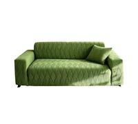 Funda de sofá súper elástica para sofá de 3 plazas Funda de sofá Universal de 1 Pieza Estilo Minimalista Terciopelo Jacquard Felpa Protector Suave y Grueso Que se m Verde Quadruple Seat [235cm-300cm]