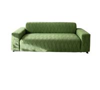 Funda de sofá súper elástica para sofá de 3 plazas Funda de sofá Universal de 1 Pieza Estilo Minimalista Felpa de Terciopelo Jacquard Felpa Gruesa Antideslizante Fá Verde Quadruple Seat [235cm-300cm]