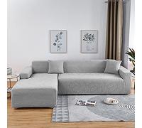 Funda de sofá universal elástica en forma de L con diván, tela elástica para sofá modular de 1, 2, 3, 4, 5 asientos, se adapta a 235 a 300 cm, protector de muebles moderno