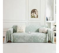 Funda de sofá Verde, Funda de sofá Bohemia Vintage, Funda Protectora de Muebles Suave y Transpirable con Borla, Manta Lavable para Mascotas a Prueba de Perros para Sala de e Green 180×340cm(71"×134")