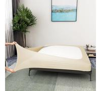 Funda de somier tamaño King - Falda de Cama de Tela elástica Alrededor de 4 Lados para Hotel y hogar - King, Beige
