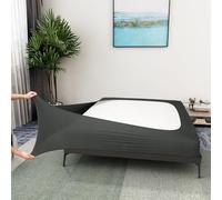 Funda de somier tamaño King - Falda de Cama elástica de Punto de Jersey Alrededor de 4 Lados para Hotel y hogar - King/Cal King/Olympic Queen, Gris