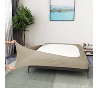 Funda de somier tamaño King - Falda de Cama elástica de Punto de Jersey Alrededor de 4 Lados para Hotel y hogar - King/Cal King/Queen olímpica, Gris Pardo