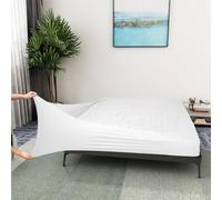 Funda de somier tamaño Queen, Falda de Cama elástica de Punto de Jersey Alrededor de 4 Lados para Hotel y hogar, tamaño Queen/Queen XL, Color Blanco