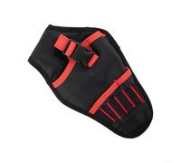 Funda de taladro resistente para taladros eléctricos, bolsa de cinturón de herramientas de 28 x 17 cm con compartimento de almacenamiento de brocas, hecha de tela Oxford 1680D, negro con rojo/amarillo