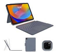 Funda de teclado desmontable para iPad Pro de 11 pulgadas (4ª, 3ª, 2ª generación): teclado magnético inalámbrico con cubierta extraíble, trackpad multitáctil/gris