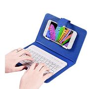 Funda de Teclado inalámbrico Bluetooth, Teclado Universal Bluetooth Desmontable con Tapa abatible, Funda de Teclado para Tableta para Android, iOS(Azul)