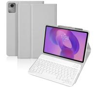 Funda de teclado para Lenovo Idea Tab 11 2025, teclado Bluetooth desmontable inalámbrico con funda protectora para tablet Lenovo Idea Tab de 11 pulgadas 2025 (TB-336ZU/TB-336FU), gris y blanco