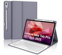 Funda de teclado para Lenovo Idea Tab Pro de 12.7 pulgadas 2025, morado | Teclado inalámbrico desmontable magnético delgado, funda de piel sintética con soporte para bolígrafo