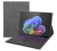 Funda de teclado para Microsoft Surface Pro 9 / Pro 10 / Pro 11 (13 pulgadas), funda tipo libro con teclado inalámbrico Bluetooth | Teclado retroiluminado | Ratón táctil