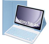 Funda de teclado para Samsung Galaxy Tab A9 Plus A9+ 5G de 11 pulgadas 2023 SM-X210/X216/X218, funda suave con teclado desmontable Bluetooth inalámbrico magnético para tableta, diseño del Reino Unido