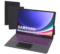 Funda de teclado para Samsung Galaxy Tab S10 Ultra/S9 Ultra/S8 Ultra 14,6" - 7 colores retroiluminados para tablet - Carcasa inalámbrica con panel táctil - Tab S9 Ultra AZERTY francés Teclado, negro