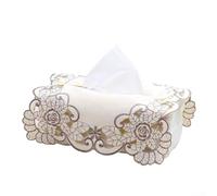 Funda de tela de encaje vintage con bordado floral, se adapta a cajas de pañuelos estándar para una mejor organización del hogar (gris oscuro)